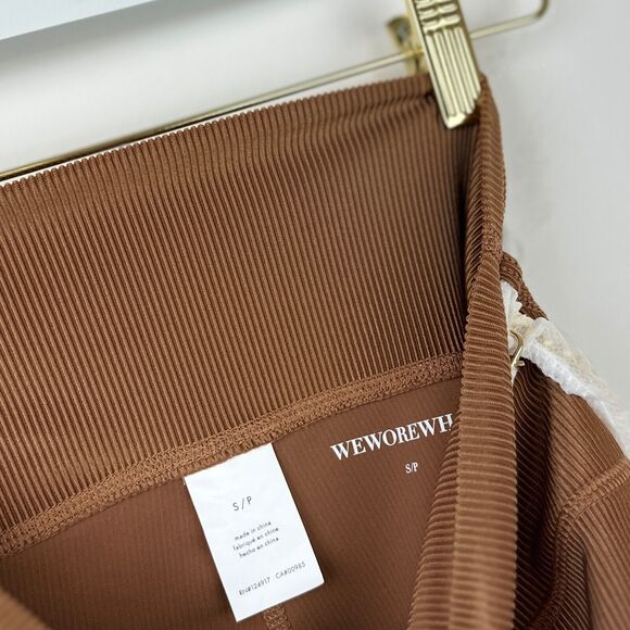 WeWoreWhat Chain High Rise Legging Ribbed Brown Stretch Athleisure Small NWT - Picture 11 of 12